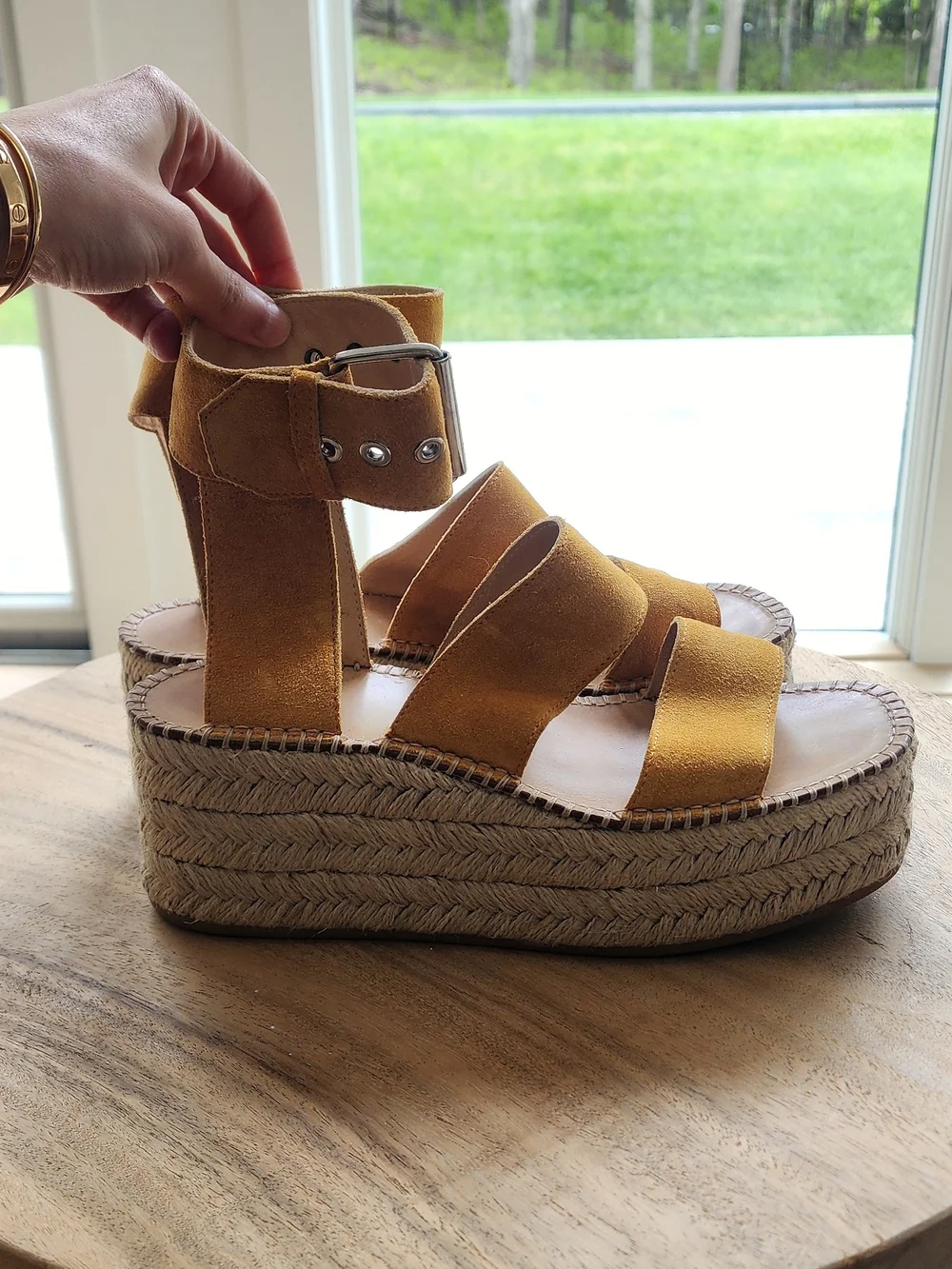 rag & bone Mustard Suede Platform Espadrille Sandals Size 37.5